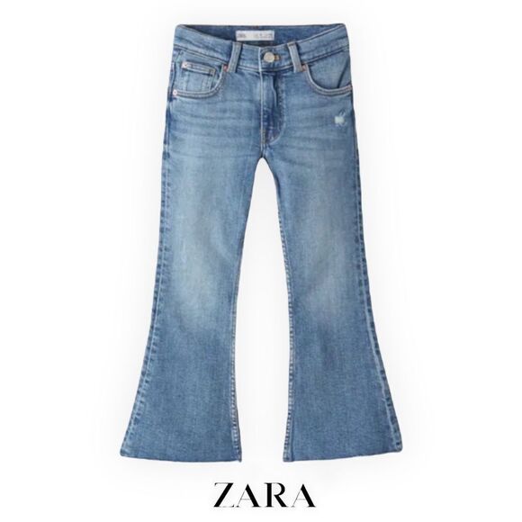 ZARA Kids | Blue | FRAYED FLARED JEANS - Picture 1 of 2